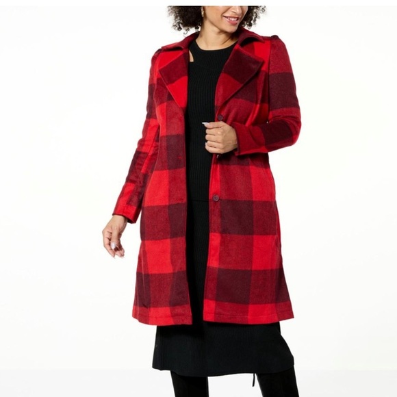 by Giuliana Black Label Plaid Trench Coat